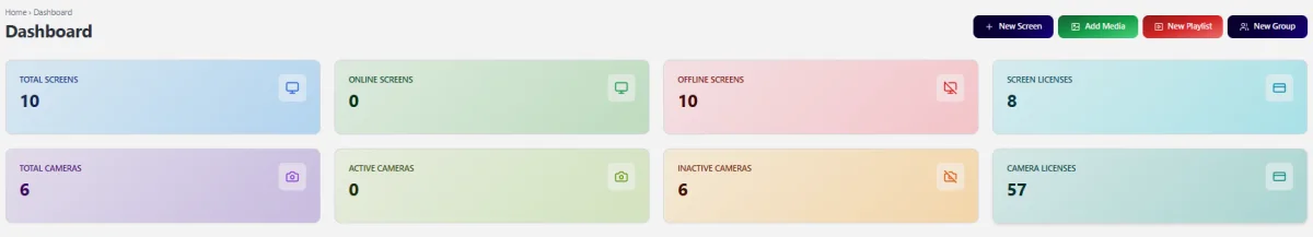 aiAdFlux screen control dashboard for monitoring compatible Android kiosk devices and signage screens